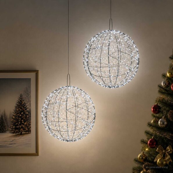 vidaXL Vianočný špic 2 ks 1900 LED Studená biela Ø 60 x 63 cm – Obrázok 3