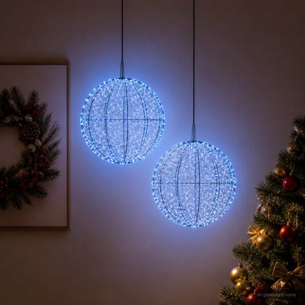 vidaXL Vianočný špic 2 ks 1900 LED Modrá Ø 60 x 63 cm – Obrázok 3