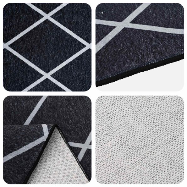 vidaXL Koberec ORIZ Čierny diamantový vzor 200 x 280 cm 100% polyester – Obrázok 3