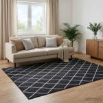 vidaXL Koberec ORIZ Čierny diamantový vzor 300 x 400 cm 100% polyester