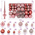 vidaXL Sada vianočných gúľ 111 ks Staroružová 6 cm Polystyrén – Obrázok 6
