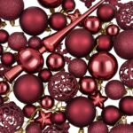 vidaXL Sada vianočných gúľ 111 ks Víno červené 6 cm Polystyrén – Obrázok 5