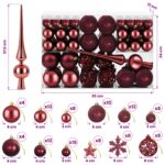 vidaXL Sada vianočných gúľ 111 ks Víno červené 6 cm Polystyrén – Obrázok 6