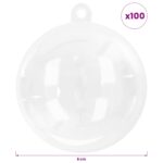 vidaXL Sada vianočných gúľ 100 ks Priehľadná Priem. 8 cm Plast – Obrázok 6