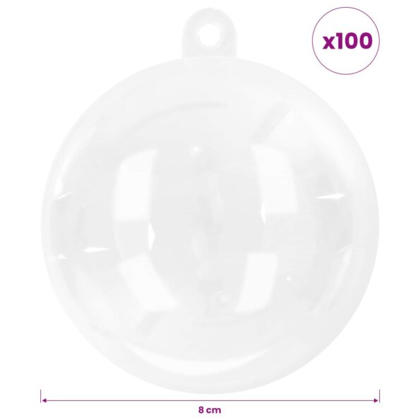 vidaXL Sada vianočných gúľ 100 ks Priehľadná Priem. 8 cm Plast – Obrázok 6