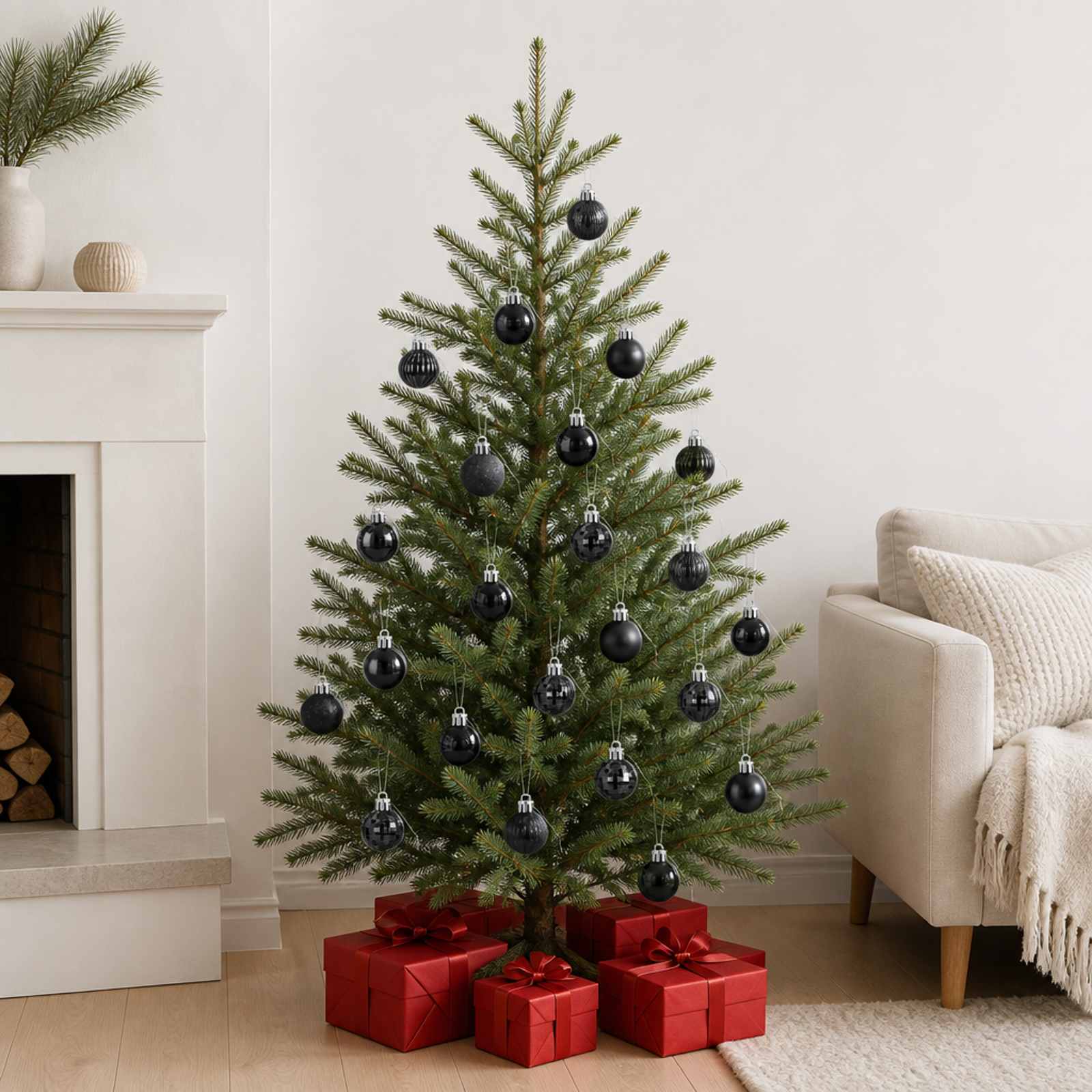 42050603_1.jpg vidaXL Sada vianočných gúľ 150 ks Čierna 3 cm Polystyrén – Obrázok 1