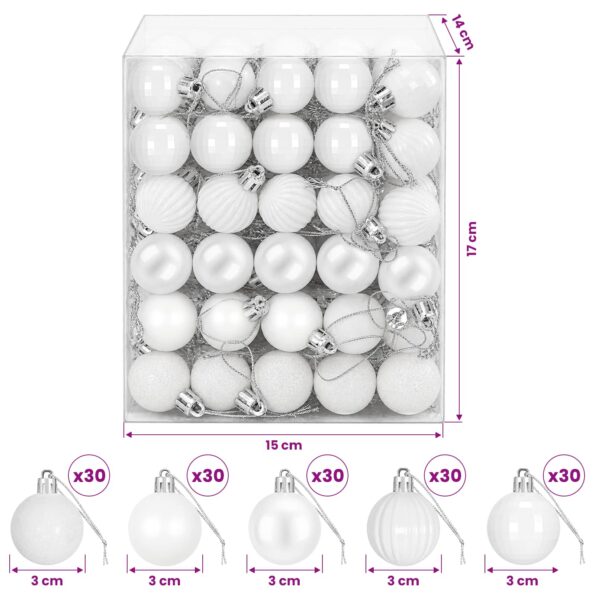 vidaXL Sada vianočných gúľ 150 ks Biela 3 cm Polystyrén – Obrázok 6