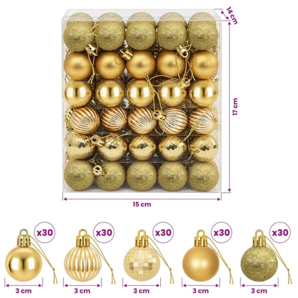 vidaXL Sada vianočných gúľ 150 ks Zlatá 3 cm Polystyrén – Obrázok 6