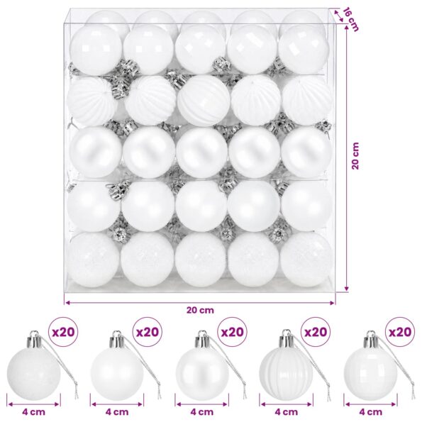 vidaXL Sada vianočných gúľ 100 ks Biela 4 cm Polystyrén – Obrázok 6