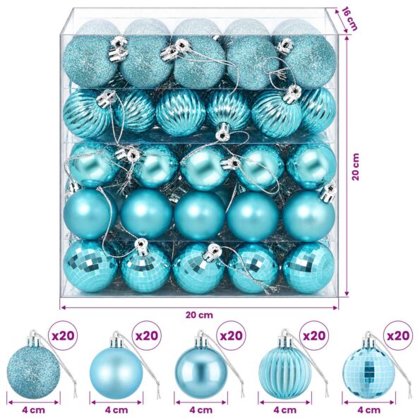 vidaXL Sada vianočných gúľ 100 ks Tyrkysová 4 cm Polystyrén – Obrázok 6