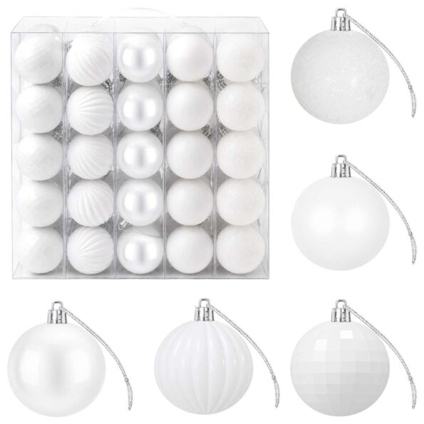vidaXL Sada vianočných gúľ 75 ks Biela 6 cm Polystyrén – Obrázok 2
