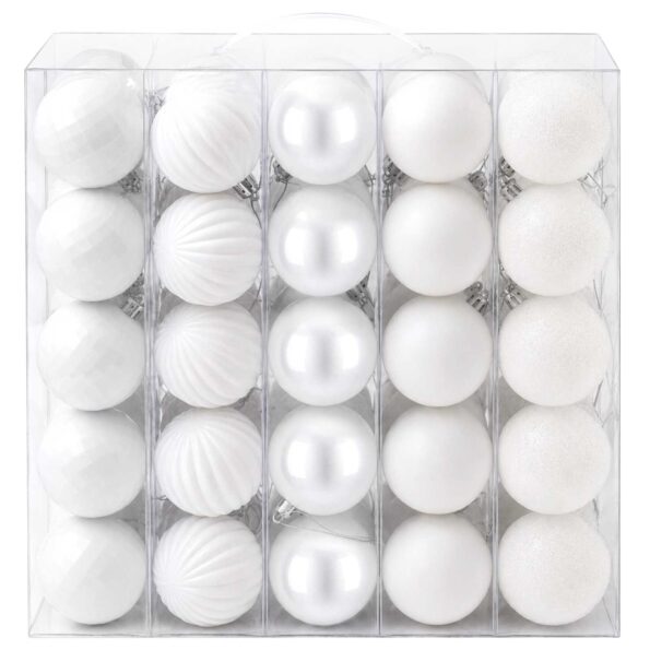 vidaXL Sada vianočných gúľ 75 ks Biela 6 cm Polystyrén – Obrázok 3