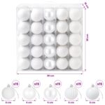 vidaXL Sada vianočných gúľ 75 ks Biela 6 cm Polystyrén – Obrázok 6