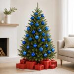 vidaXL Sada vianočných gúľ 75 ks Modrá 6 cm Polystyrén