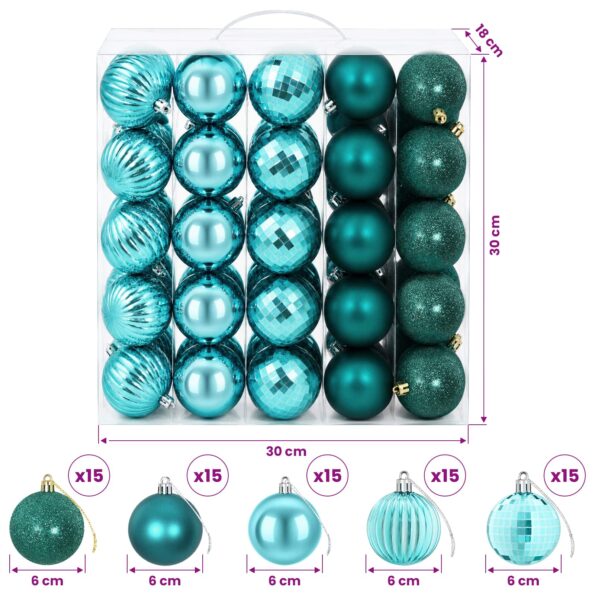 vidaXL Sada vianočných gúľ 75 ks Zelená 6 cm Polystyrén – Obrázok 6