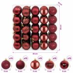 vidaXL Sada vianočných gúľ 75 ks Víno červené 6 cm Polystyrén – Obrázok 6
