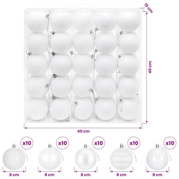 vidaXL Sada vianočných gúľ 50 ks Biela 8 cm Polystyrén – Obrázok 6