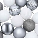 vidaXL Sada vianočných gúľ 50 ks Biela a šedá 8 cm Polystyrén – Obrázok 5