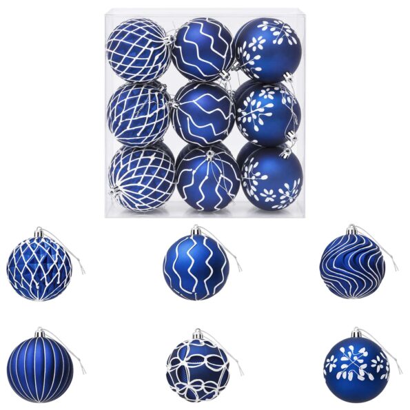 vidaXL Vianočná guľa set XL 18 ks Modrá a biela 8 cm Polystyrén – Obrázok 2