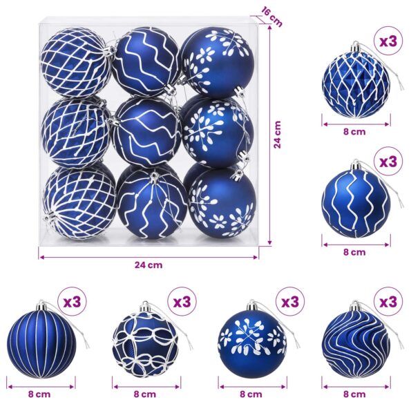vidaXL Vianočná guľa set XL 18 ks Modrá a biela 8 cm Polystyrén – Obrázok 6