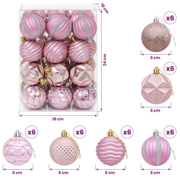 vidaXL Sada vianočných gúľ 36 ks Ružová 6 cm Polystyrén – Obrázok 6