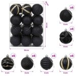 vidaXL Sada vianočných gúľ 36 ks Čierna 6 cm Polystyrén – Obrázok 6