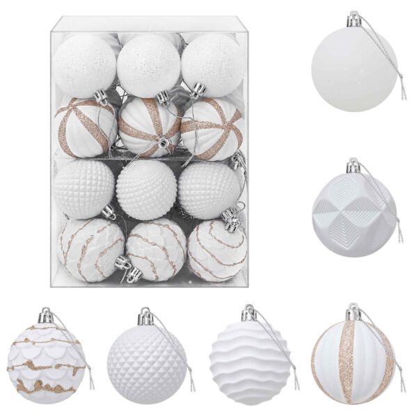vidaXL Sada vianočných gúľ 36 ks Biela 6 cm Polystyrén – Obrázok 2