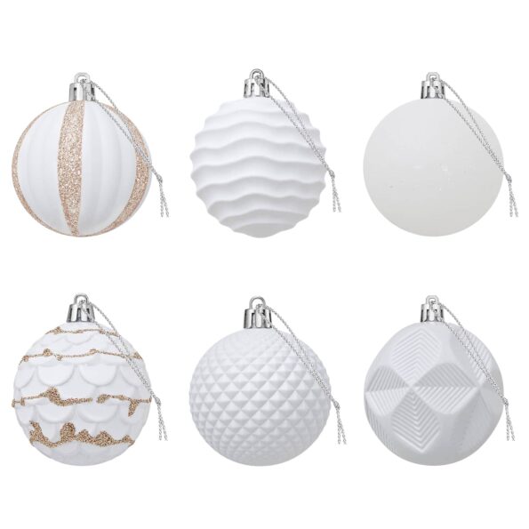 vidaXL Sada vianočných gúľ 36 ks Biela 6 cm Polystyrén – Obrázok 4