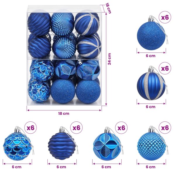vidaXL Sada vianočných gúľ 36 ks Modrá 6 cm Polystyrén – Obrázok 6