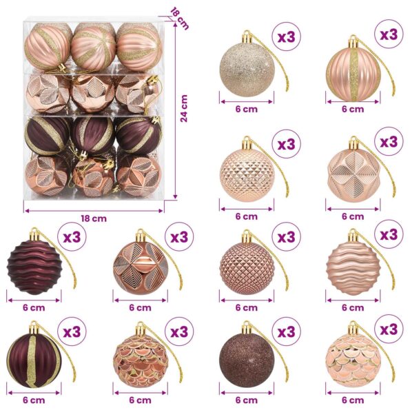 vidaXL Sada vianočných gúľ 36 ks Šampanská a hnedá 6 cm Polystyrén – Obrázok 6