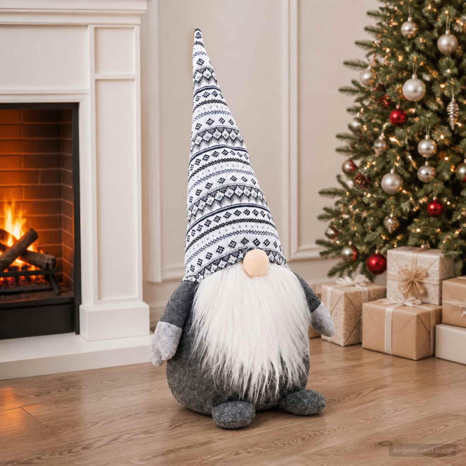 42050776_1.jpg vidaXL Vianočný škriatok Sivá 45 cm Polyester – Obrázok 1