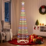 vidaXL LED vianočný stromček v tvare kužeľa 180 cm 250 LED Viac farieb – Obrázok 3