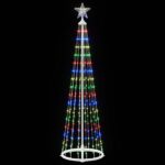 vidaXL LED vianočný stromček v tvare kužeľa 180 cm 250 LED Viac farieb – Obrázok 4