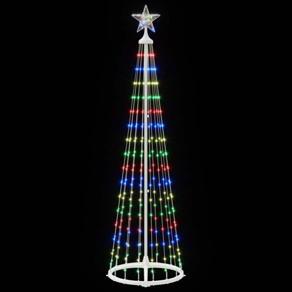 vidaXL LED vianočný stromček v tvare kužeľa 180 cm 250 LED Viac farieb – Obrázok 4