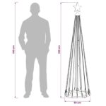 vidaXL LED vianočný stromček v tvare kužeľa 180 cm 250 LED Viac farieb – Obrázok 6