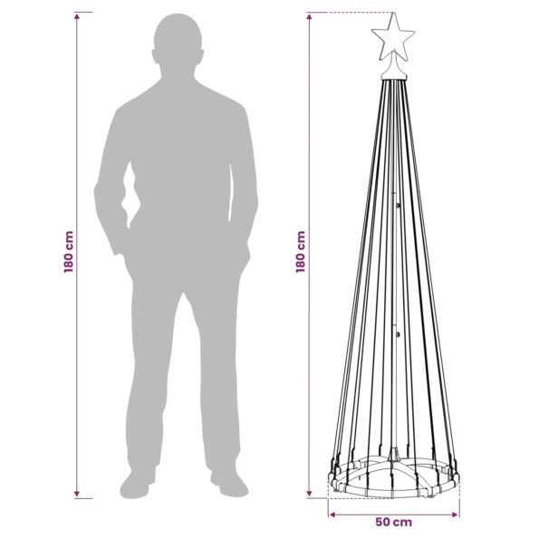 vidaXL LED vianočný stromček v tvare kužeľa 180 cm 250 LED Viac farieb – Obrázok 6