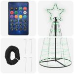 vidaXL LED vianočný stromček 180 cm 168 LED RGB Oceľ RGB – Obrázok 4