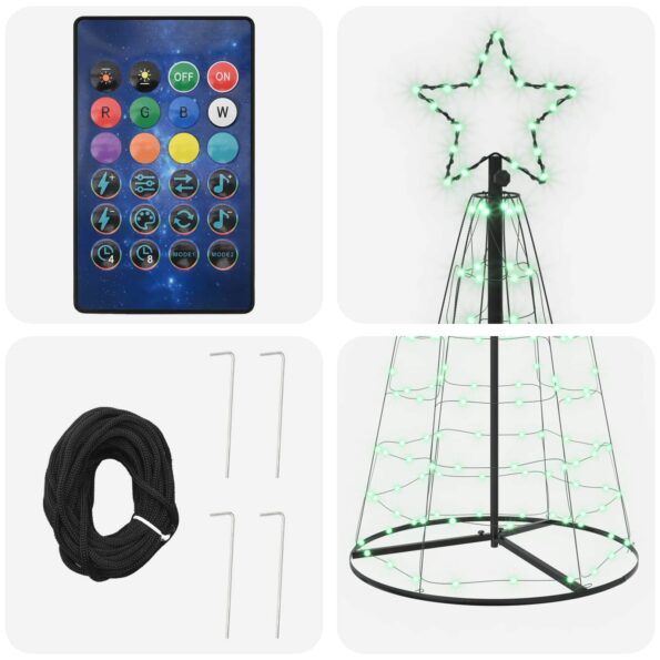 vidaXL LED vianočný stromček 180 cm 168 LED RGB Oceľ RGB – Obrázok 4