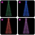 vidaXL LED vianočný stromček 180 cm 168 LED RGB Oceľ RGB – Obrázok 5