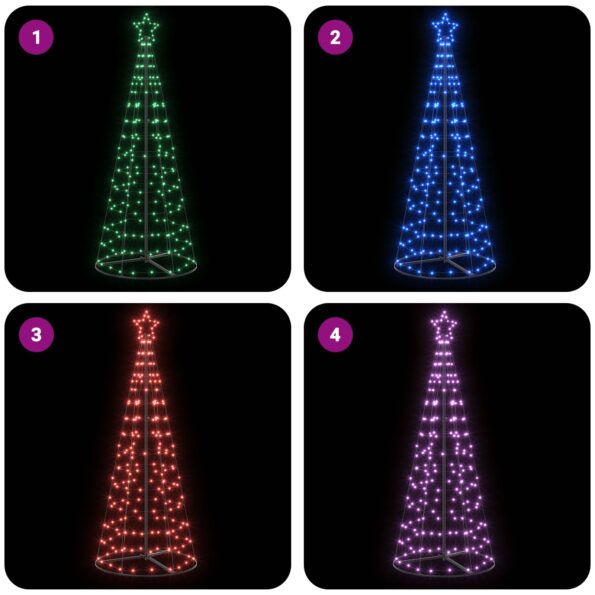 vidaXL LED vianočný stromček 180 cm 168 LED RGB Oceľ RGB – Obrázok 5