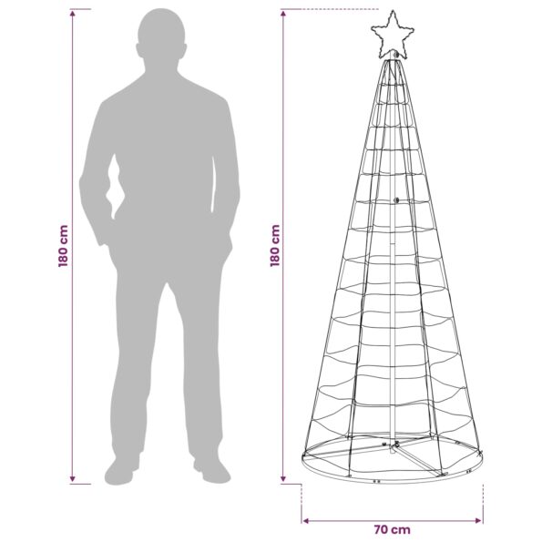 vidaXL LED vianočný stromček 180 cm 168 LED RGB Oceľ RGB – Obrázok 6