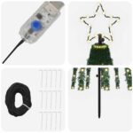 vidaXL LED vianočný stromček 180 cm 255 LED Teplá biela Oceľ Čierna – Obrázok 4