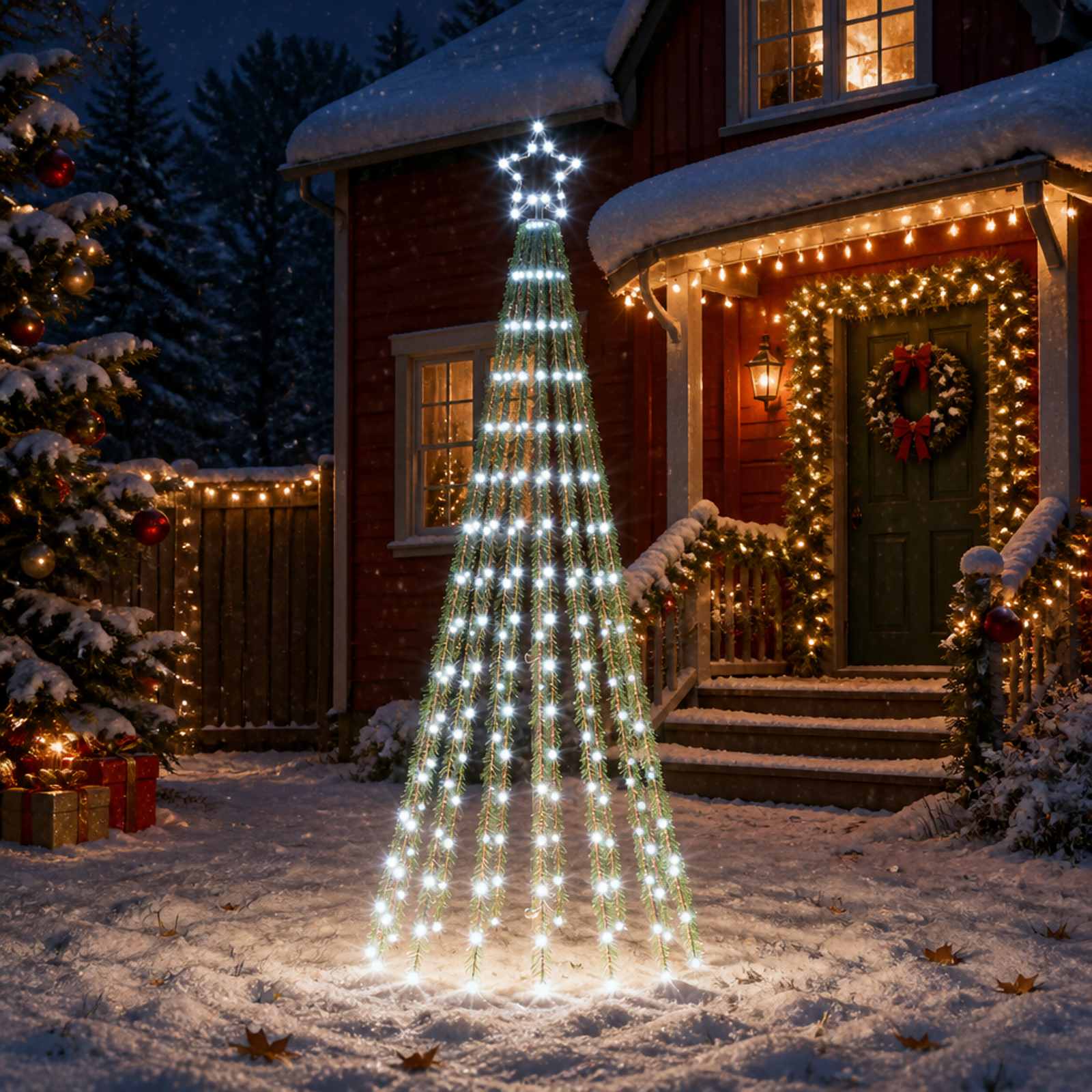 42050825_1.jpg vidaXL LED vianočný stromček 180 cm 255 LED Studená biela Oceľ Čierna – Obrázok 1