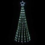vidaXL LED vianočný stromček 180 cm 255 LED Studená biela Oceľ Čierna – Obrázok 3