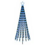 vidaXL LED vianočný stromček 180 cm 255 LED Modrá Oceľ Čierna – Obrázok 2