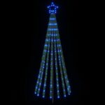vidaXL LED vianočný stromček 180 cm 255 LED Modrá Oceľ Čierna – Obrázok 3