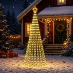 vidaXL LED vianočný stromček 250 cm 475 LED Teplá biela Oceľ Čierna
