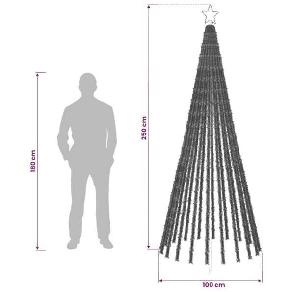 vidaXL LED vianočný stromček 250 cm 475 LED Teplá biela Oceľ Čierna – Obrázok 5