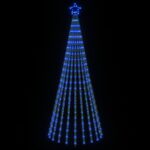 vidaXL LED vianočný stromček 250 cm 475 LED Modrá Oceľ Čierna – Obrázok 3