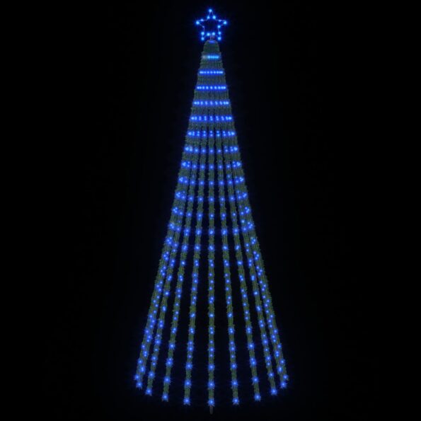 vidaXL LED vianočný stromček 250 cm 475 LED Modrá Oceľ Čierna – Obrázok 3